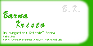 barna kristo business card